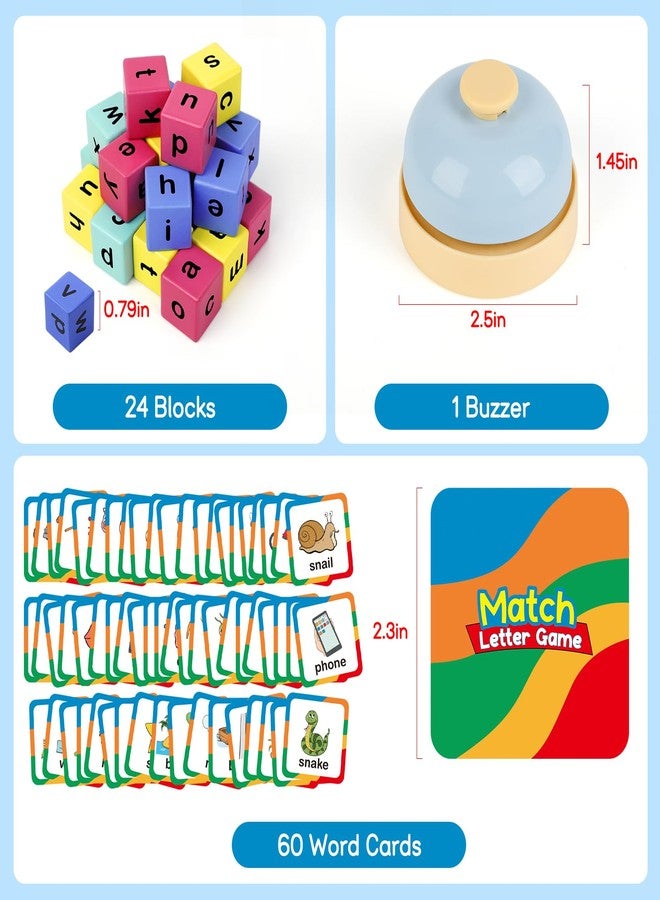 Edulok Word Race Cube - Preschool Wooden Alphabet Letter Blocks & Phonics Matching Games - CVC Word Learning Toys - Image 3